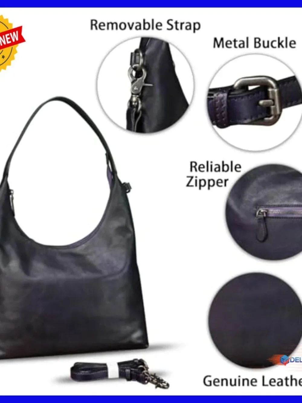 Genuine Leather Hobo Tote Crossbody Shoulder Bag Satchel Purse